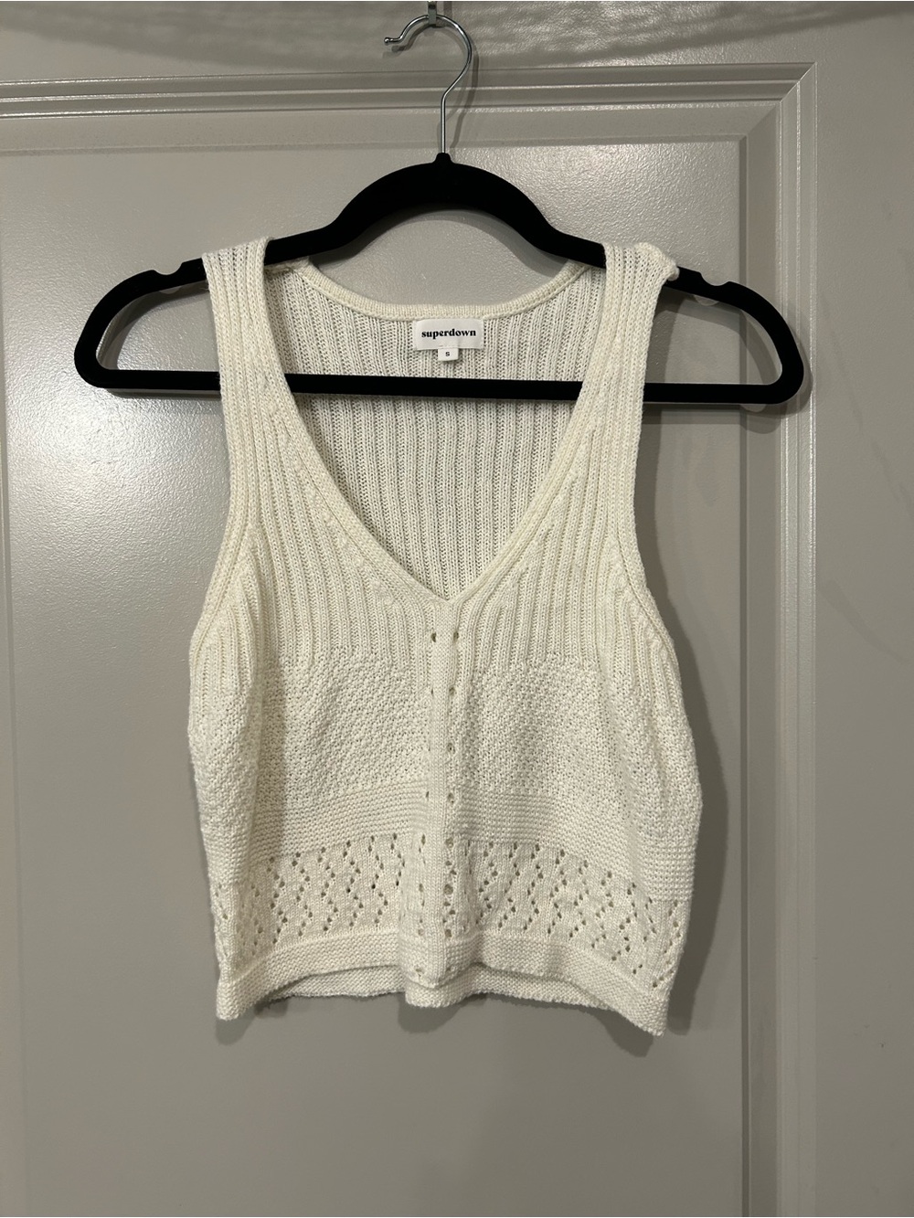 superdown Ivory Knit Button-Front Tank